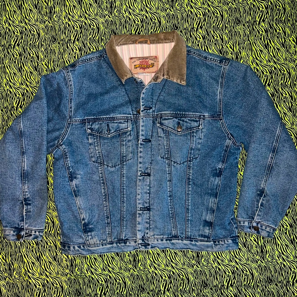 Vintage The Territory Ahead Denim Jean Corduroy Jacket Button Up Men’s XL Lined